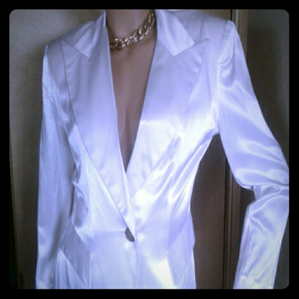 White satin blazer